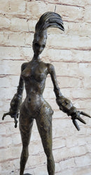 Steampunk Nude Female Figure Surrealist Dali Bronze Sculpture Statue on Marble Base