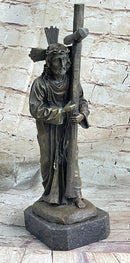 Signed Original Valli Jesus Christ Forced To Carry Cross Bronze Statue Sculpture