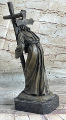 Signed Original Valli Jesus Christ Forced To Carry Cross Bronze Statue Sculpture