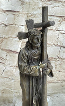 Signed Original Valli Jesus Christ Forced To Carry Cross Bronze Statue Sculpture