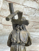 Signed Original Valli Jesus Christ Forced To Carry Cross Bronze Statue Sculpture