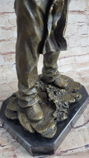 Indian Chief With Shield & Gun Full Headdress Native American Bronze Statue 22''