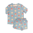 Waffle Fabric Printed Matching Shorts Set | Monarch Butterfly or Mushroom Print