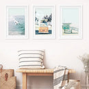 California Wall Art. Surfers on the Waves, Yellow Van, Lifeguard