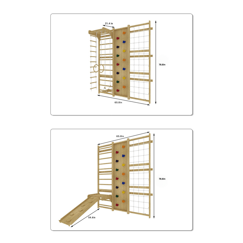 Walnut - 9-in-1 Swedish Ladder Wall Gym and Climber