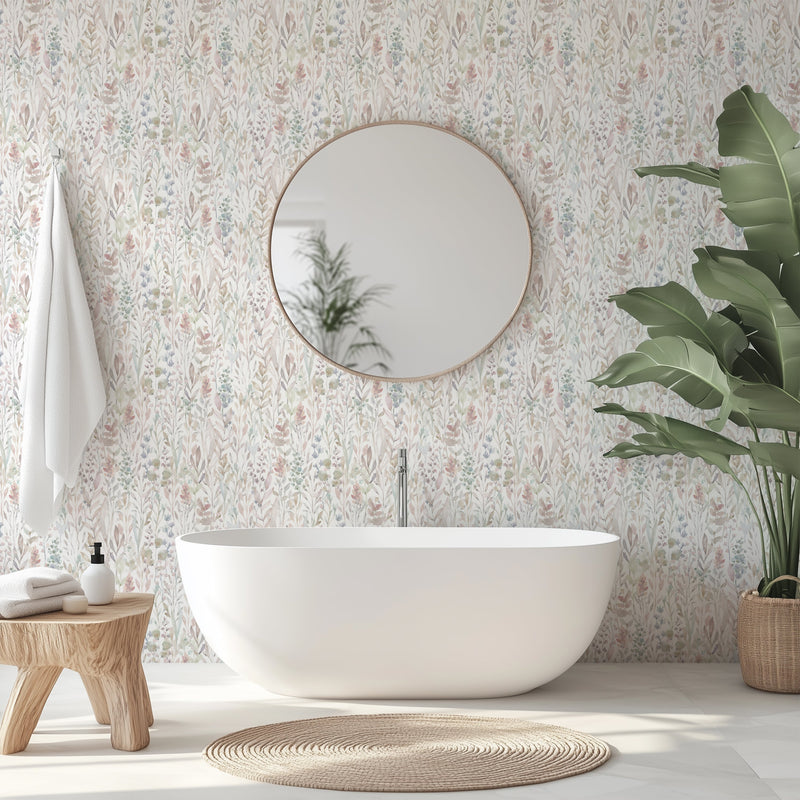 Pastel Watercolor Floral Pattern Self Adhesive Wallpaper