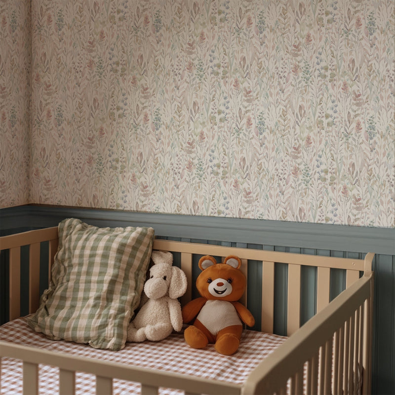 Pastel Watercolor Floral Pattern Self Adhesive Wallpaper