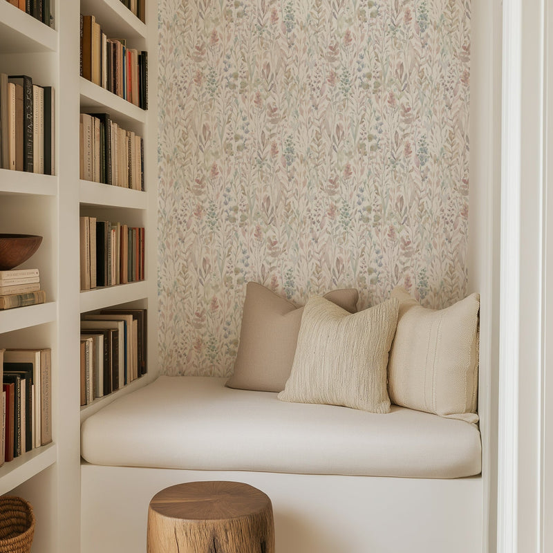 Pastel Watercolor Floral Pattern Self Adhesive Wallpaper