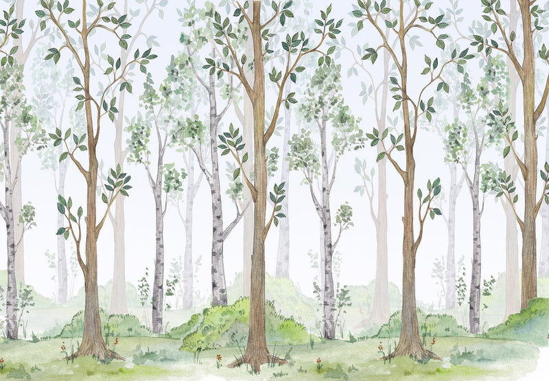 Birch Forest Watercolor Wallpaper