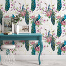 Graceful Peacock Pattern Wallpaper Peel and Stick
