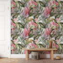 Red and Green Tropical Leaves Wallpaper
