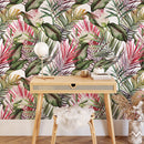 Red and Green Tropical Leaves Wallpaper
