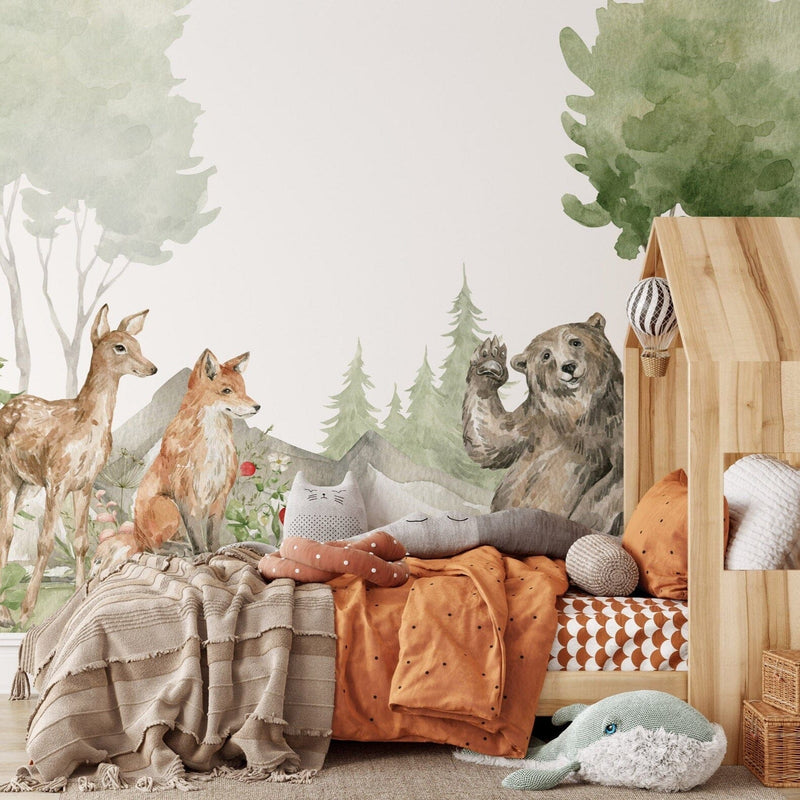 Baby Deer Woodland Nursery Wallpaper
