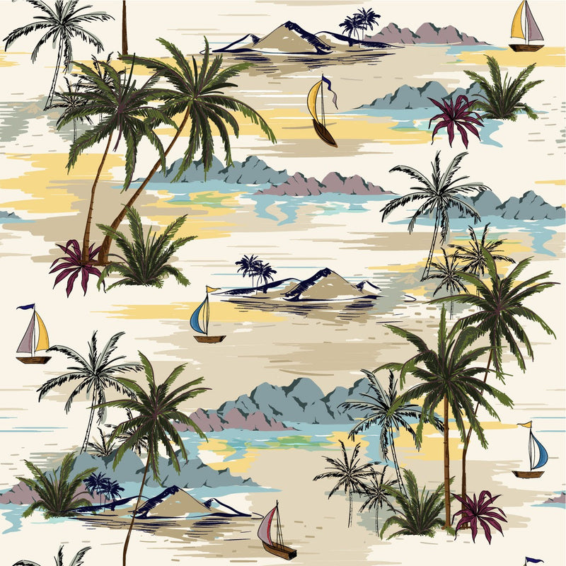 Voguish Tropical Landscape Wallpaper