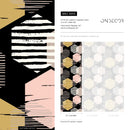 Geometric Wallpaper with Textured Hexagons in Black, Pink, and Gold - A855
