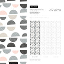 Geometric Wallpaper with Distressed Semi-Circles in Gray, Pink, and Beige - A670