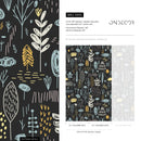 Nursery Wallpaper with a Nordic Woodland Motif in Black, Blue, and Yellow - A895