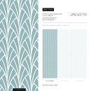 Art Deco Wallpaper with a Fanning Fronds Motif in Soft Teal and White - A928