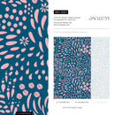 Abstract Wallpaper with Floral Shapes in Pink and Blue - A887