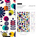 Floral Wallpaper with Bold Geometric Blooms in Dark Blue, Teal, and Yellow - A891