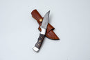 Handmade Damascus Steel Knife with Wenge Wood Handle & Leather Sheath TK-429