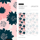 Floral Wallpaper Featuring Bold Graphic Blooms in Navy and Pink - B373