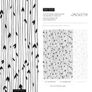 Scandinavian Wallpaper with Hand-Drawn Leafy Stems in Black and White - B060