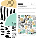 Abstract Wallpaper with a Modern Patchwork Motif in Black, Yellow, and Mint Green - B158