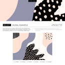 Abstract Mural Wallpaper with Organic Forms in Lavender, Blush, and Black - B377