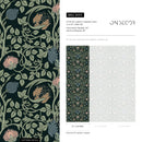 Vintage Art Nouveau Wallpaper with an Intricate Floral Damask in Green, Pink, and Blue - B919