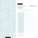 Woodland Wallpaper in Light Aqua and White - B790