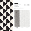 Geometric Wallpaper with a Repeating Half-Moon Motif in Black and Cream - B830