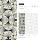Art Deco Wallpaper with an Elegant Fan Pattern in Navy Blue and Cream - B559