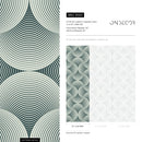 Art Deco Wallpaper with a Scalloped Fan Motif in Dark Teal and Cream - B560