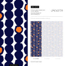 Geometric Wallpaper with Faceted Circles in Navy Blue and Orange - B434
