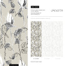 Floral Wallpaper with a Sketch Style Rose Motif in Sage and Black - B593