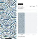 Chinoiserie Wallpaper with a Stylized Ocean Wave Motif in Blue and White - E001