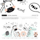 Animal Wallpaper with Doodle Style Dinosaur and Friends in Mint Green, Peach, and Black - B723