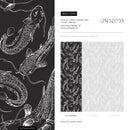 Koi Fish Wallpaper Featuring Illustrative Fish in Black and White - C040