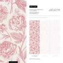 Floral Wallpaper with Vintage Peony Blooms in Pink and Cream - C052