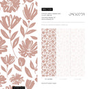 Floral Wallpaper with Stylized Wildflowers in Clay - C436