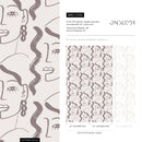 Modern Wallpaper with a Face Motif in Taupe - C093