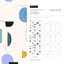 Modern Abstract Wallpaper with Stylized Florals in Blue, Orange, and Lavender - C139