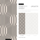 Geometric Wallpaper with Wavy Vertical Lines in Black and Beige - C303