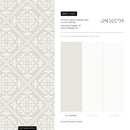 Damask Wallpaper with an Intricate Trellis Motif in Beige and Cream - C326