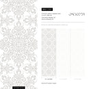 Damask Wallpaper with an Intricate Medallion Motif in Light Gray - C342