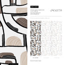 Abstract Wallpaper with Mid-Century Lines and Shapes in Black, Brown, and Beige - C673