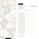 Botanical Wallpaper with a Delicate Floral Line Art Motif in Taupe - C979