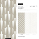 Geometric Wallpaper with a Stylized Fan Motif in White and Beige - C558