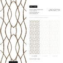 Geometric Wallpaper with Interlocking Wavy Lines in Brown and White - C889